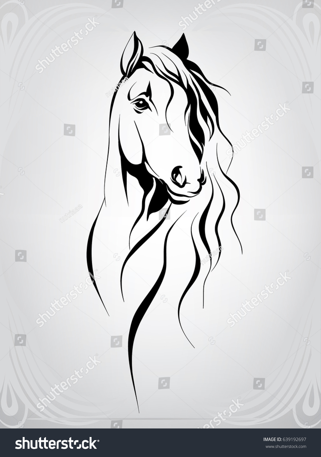 Download Vector Silhouette Horses Head Stock Vector 639192697 ...