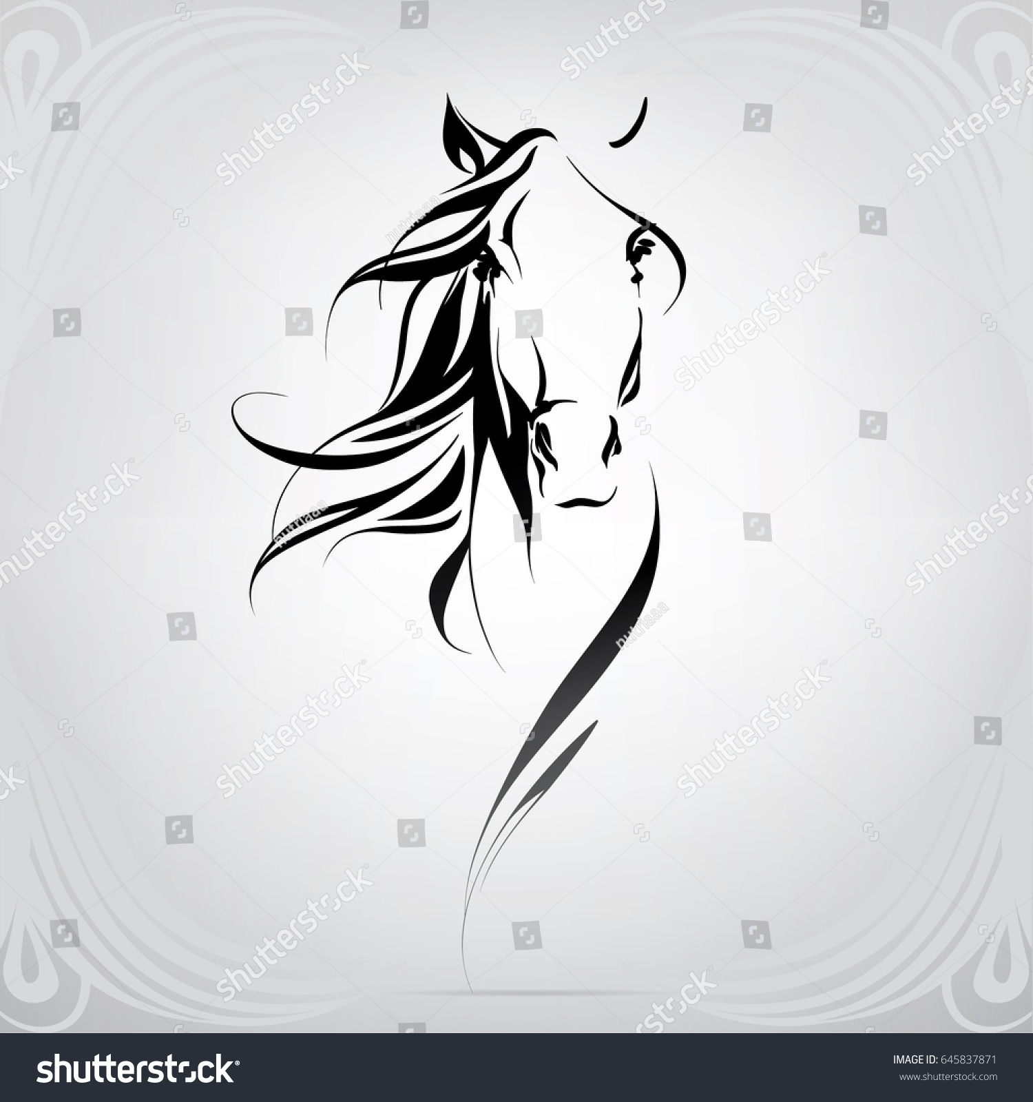 Vector Silhouette Horses Head Stock Vector 645837871 - Shutterstock