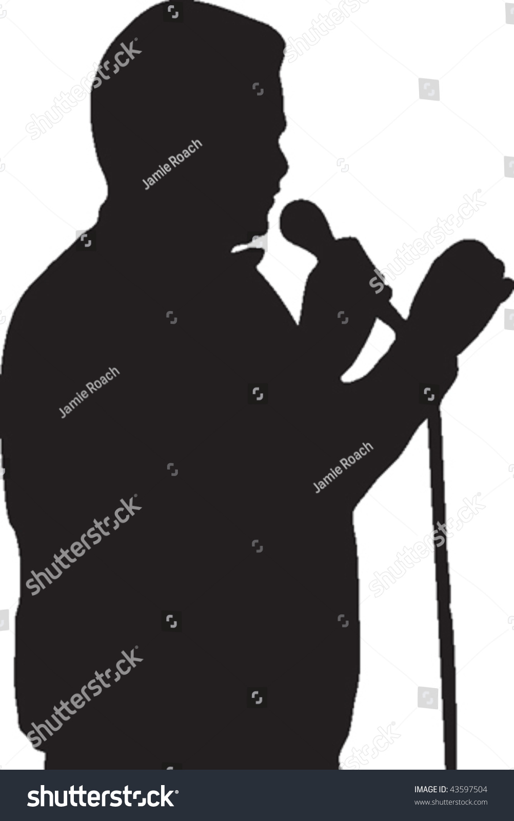 Vector Silhouette Of A Person Speaking Into A Microphone. - 43597504 ...