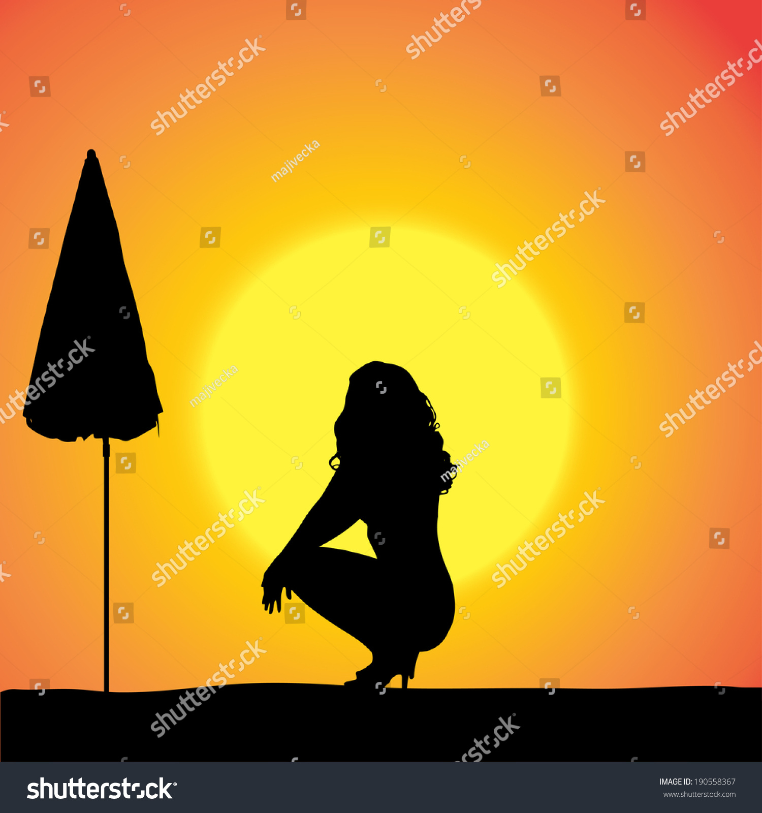 Vector Silhouette Of A Sexy Woman On The Beach Shutterstock