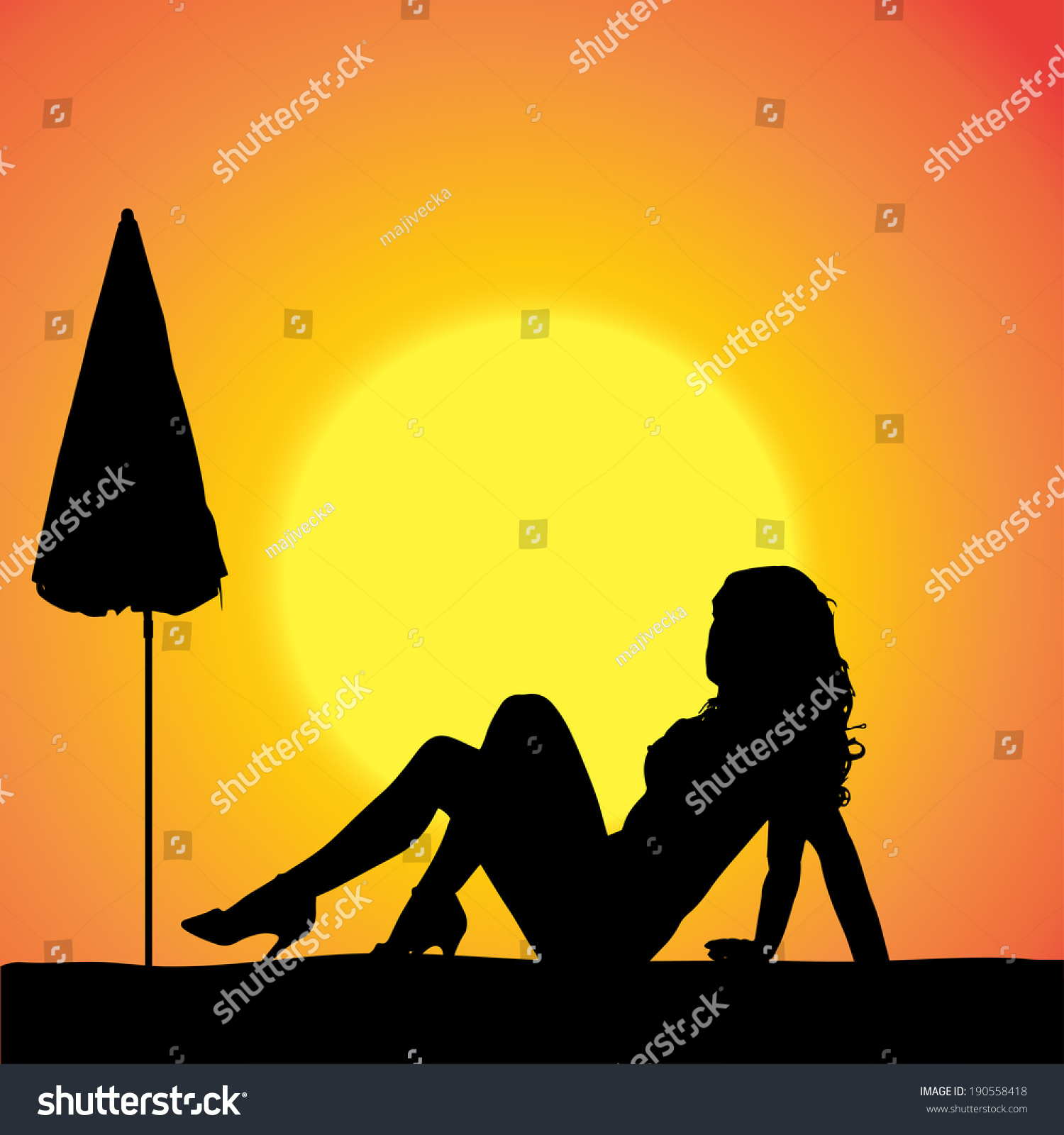 Vector Silhouette Of A Sexy Woman On The Beach Shutterstock