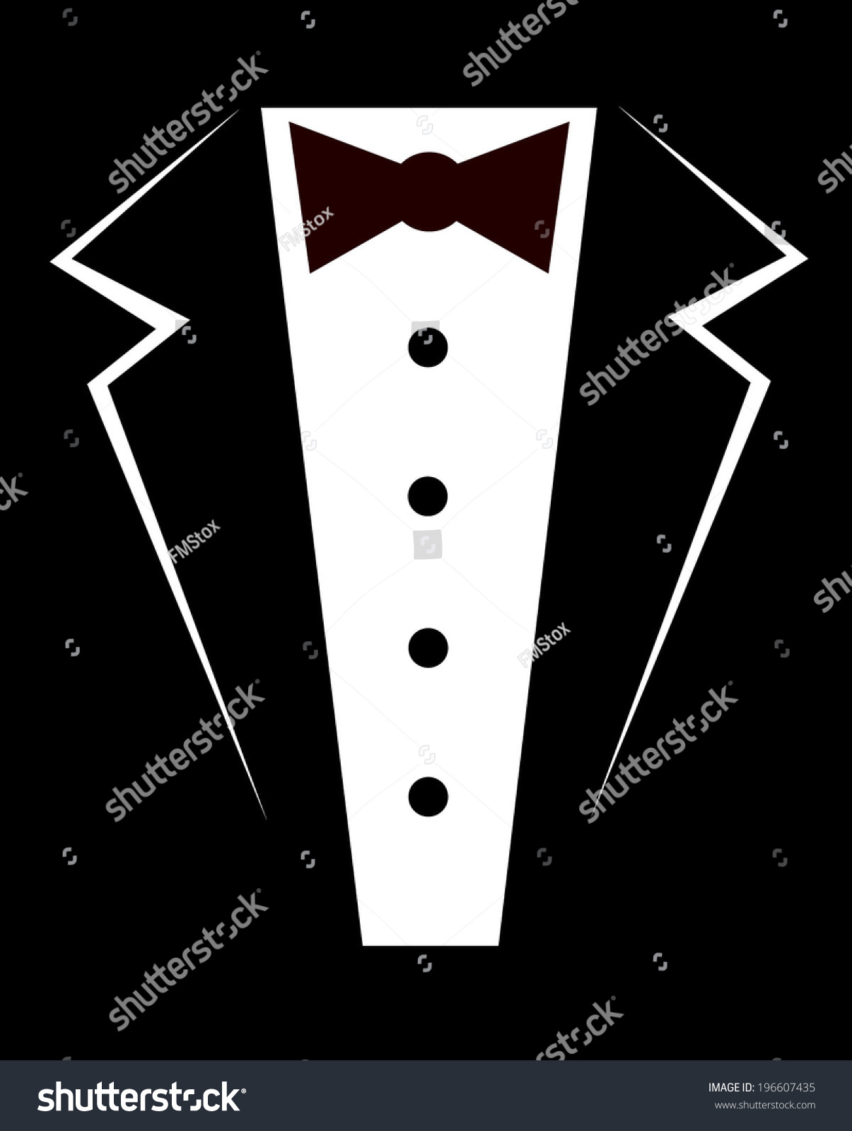 Vector Silhouette Of A Tuxedo And Bow Tie - 196607435 : Shutterstock