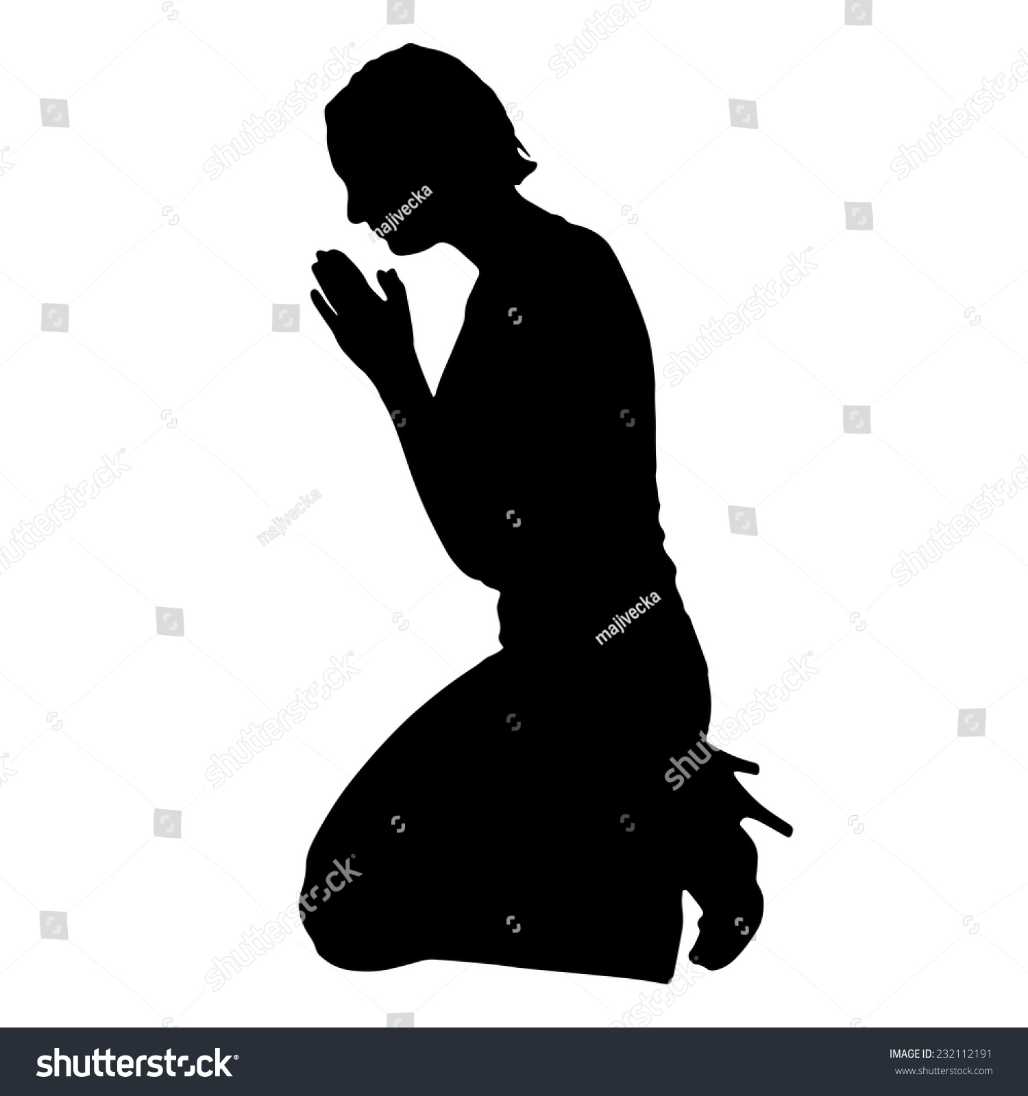 Vector Silhouette Woman Praying On White Stock Vector (Royalty Free ...