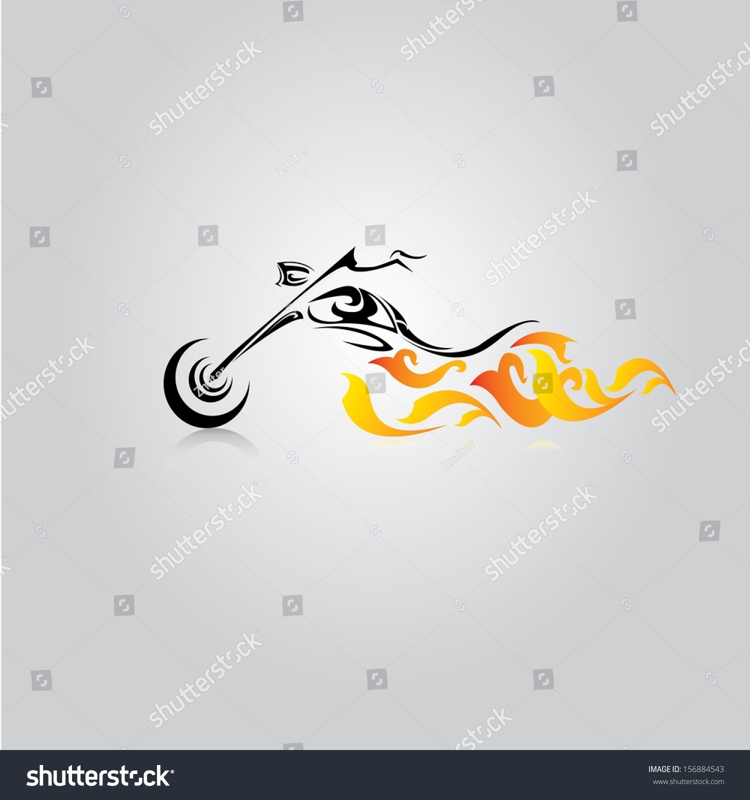 Vector Silhouette Classic Motorcycle Fire Wings Stock Vector Vector Silhouette Classic Motorcycle Fire Wings Stock Vector