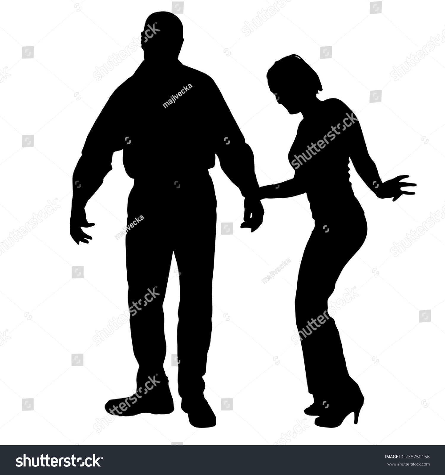 Vector Silhouette Couple Dancing On White Vector De Stock Libre De Regalías 238750156