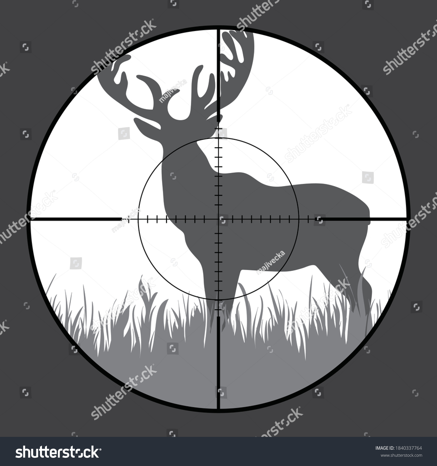 Vector Silhouette Deer Rifle Sight While Stock Vector (Royalty Free ...