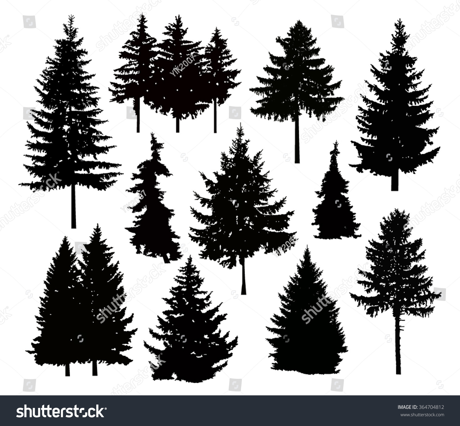 Download Vector Silhouette Different Pine Trees Can Stock Vector ...