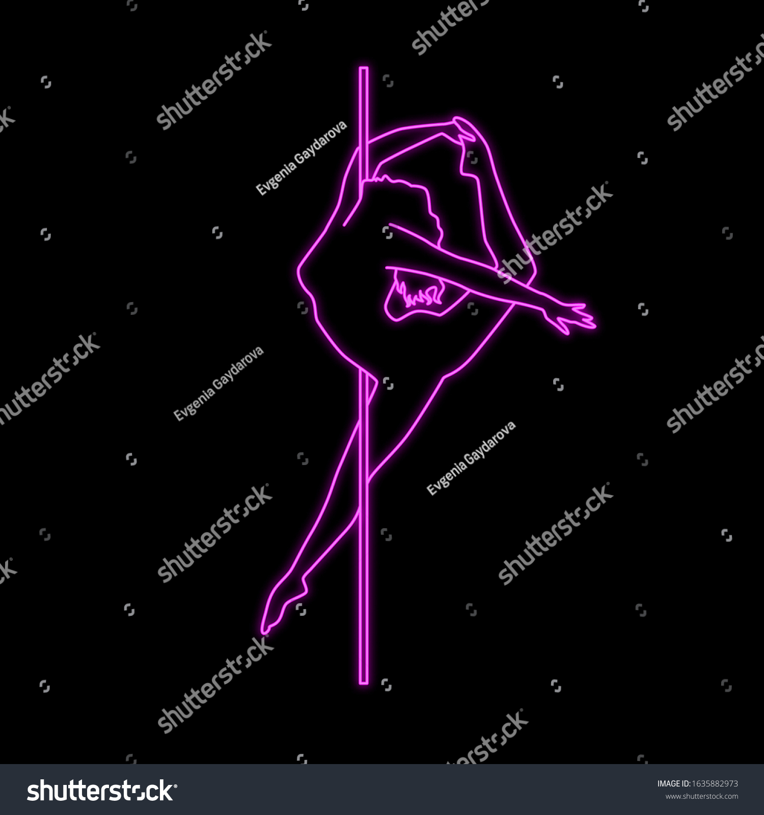 Vector Silhouette Girl Pole Neon Effect Stock Vector (Royalty Free ...