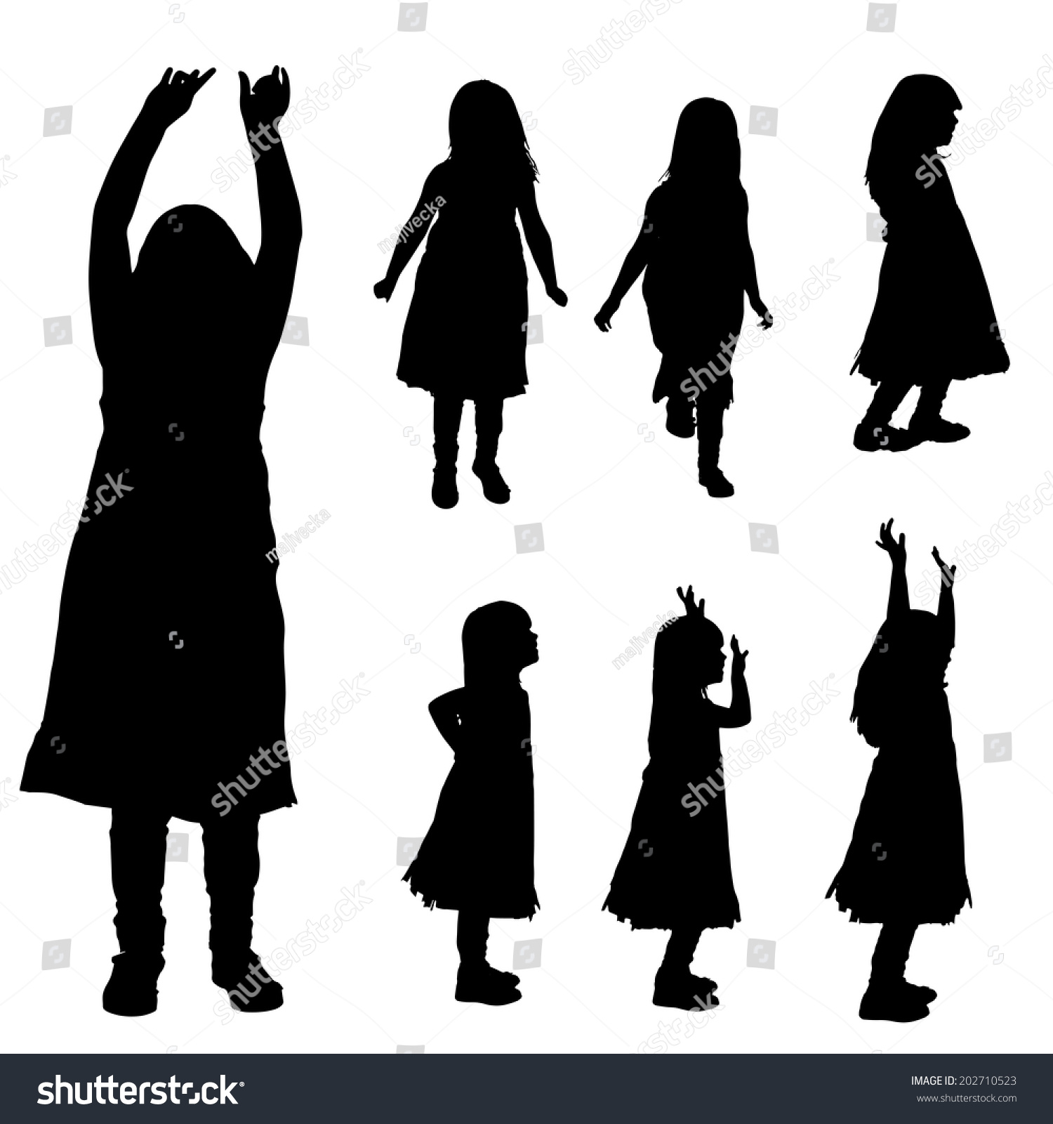 Vector Silhouette Of Girl On A White Background. - 202710523 : Shutterstock