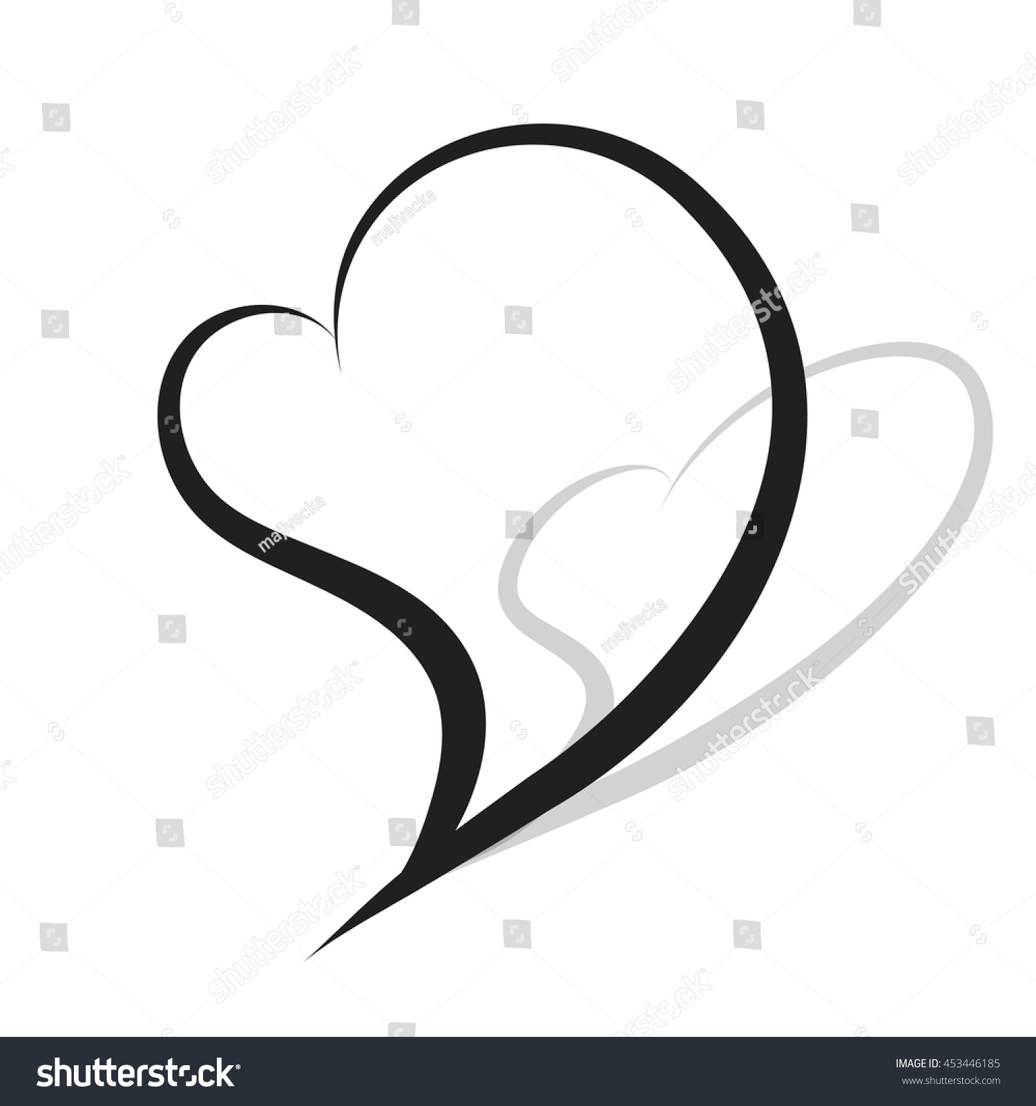 Vector Silhouette Heart On White Background Stock Vector 453446185 ...