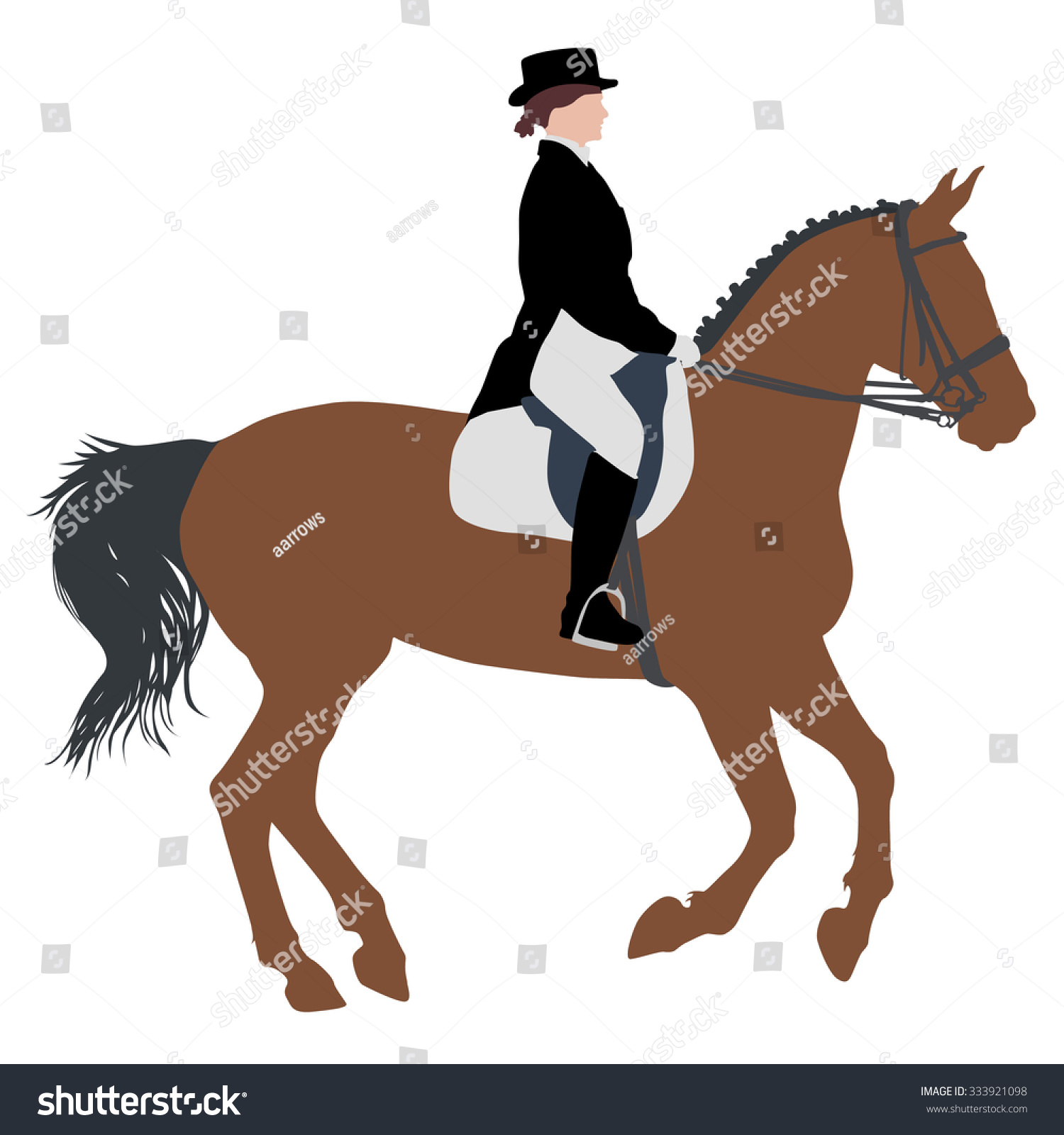 Vector Silhouette Horse Jockey Stock Vector 333921098 - Shutterstock