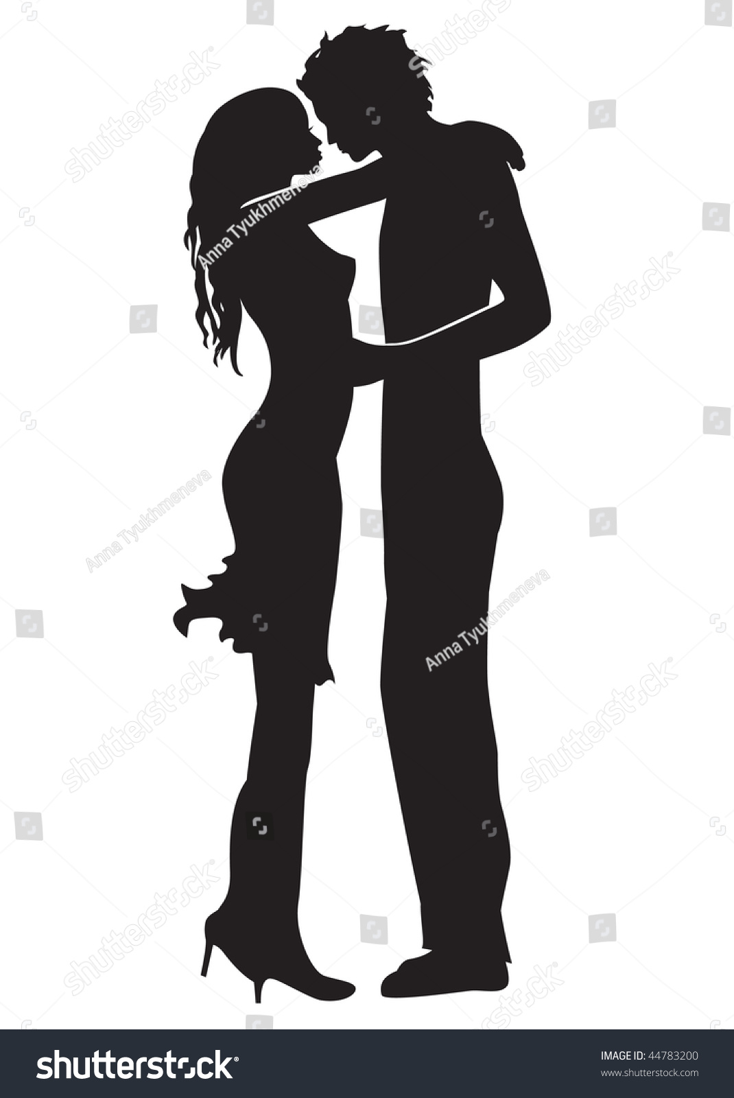 Download Vector Silhouette Of Kissing Couple - 44783200 : Shutterstock