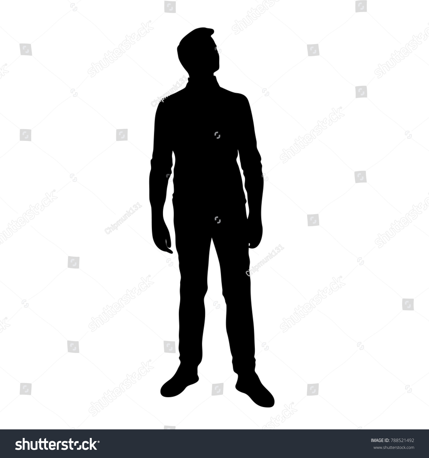 白い背景に立つ男性のベクターシルエット 人 黒い色 のベクター画像素材 ロイヤリティフリー