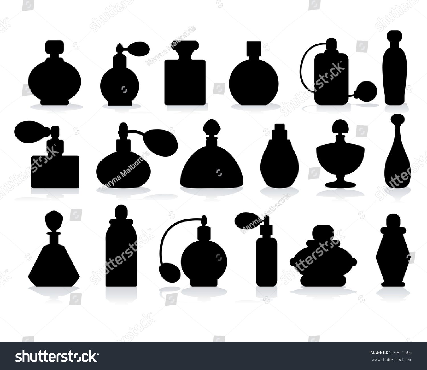 白い背景に香水ボトルと影のベクター画像シルエット のベクター画像素材 ロイヤリティフリー