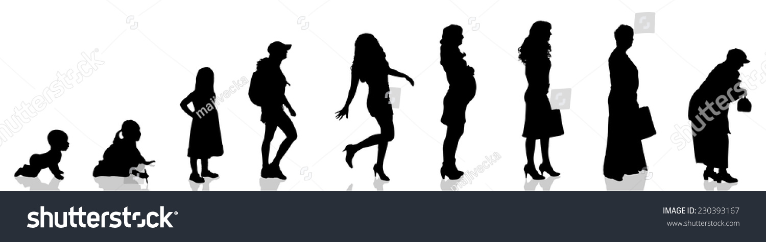 Vector Silhouette Of Woman As Generation Progresses. - 230393167 ...