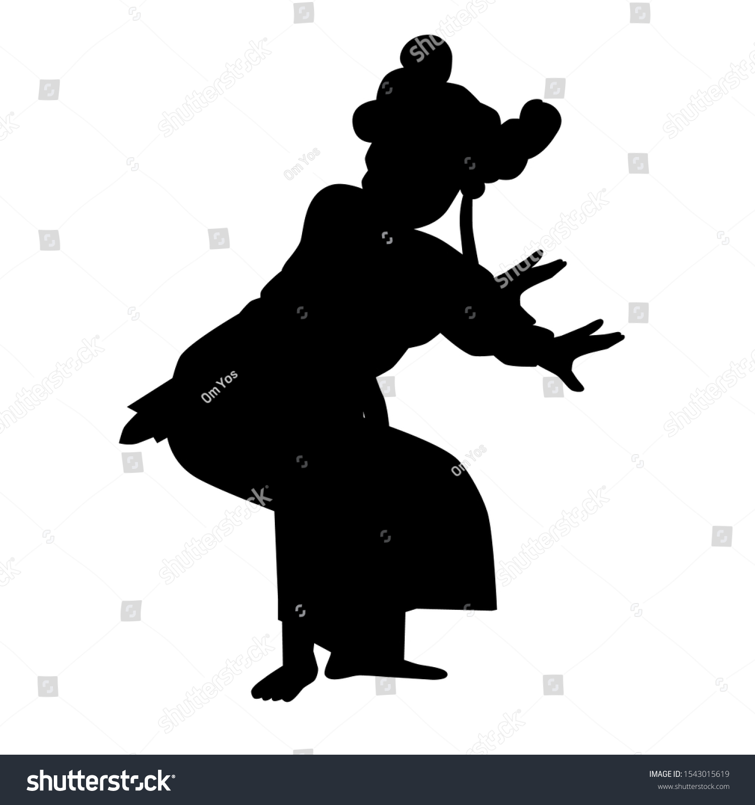 Vector Silhouette Young Girl Traditional Bali Stock Vector (Royalty ...