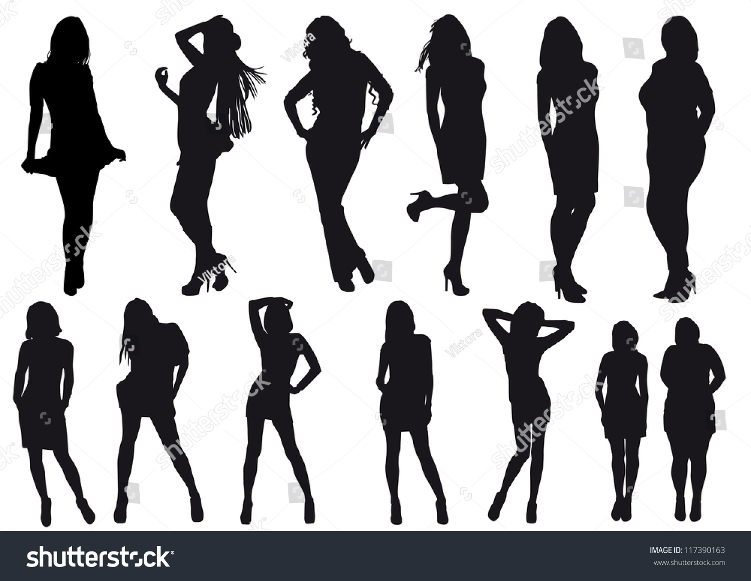 Vector Silhouettes Drawing Girl - 117390163 : Shutterstock