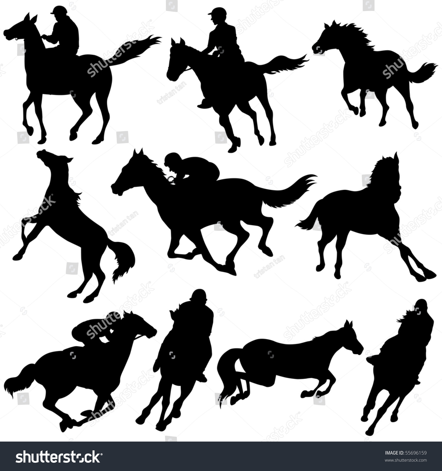 Download Vector Silhouettes Horse Racing Stock Vector 55696159 ...