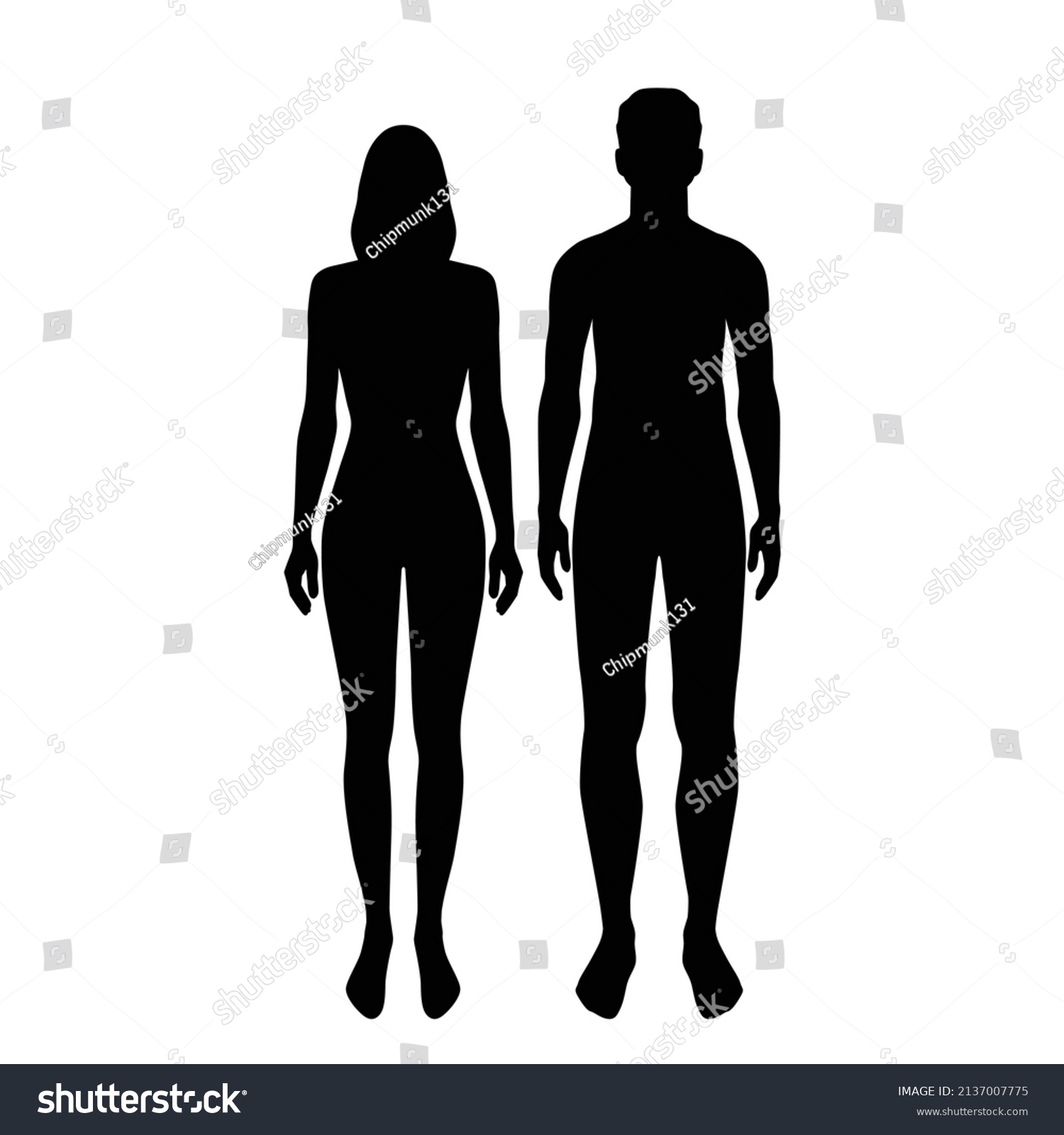 Vector Silhouettes Man Woman Standing Two Stock Vector (Royalty Free ...