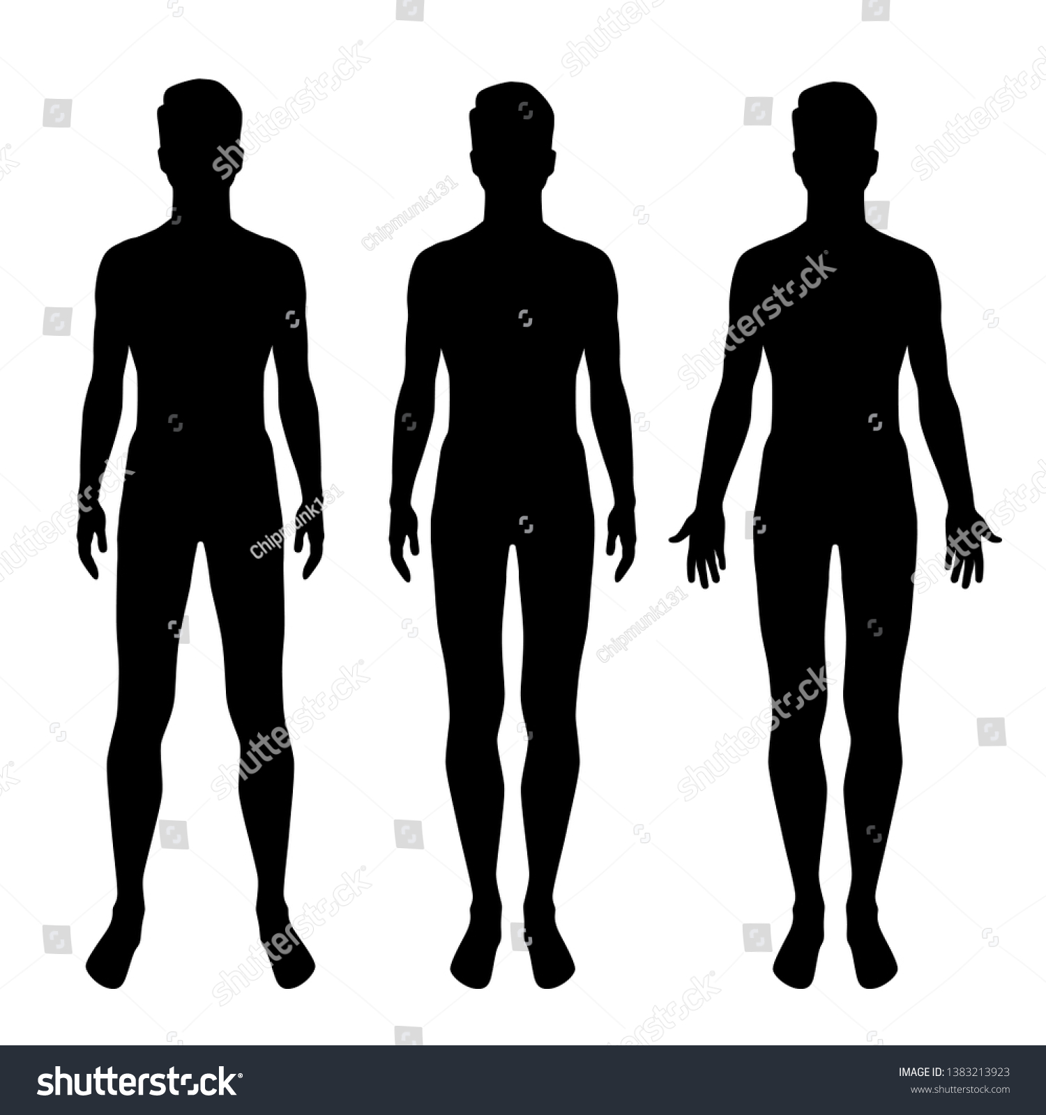 Vector Silhouettes Man Standingthree Shapes Black Stock Vector (Royalty ...