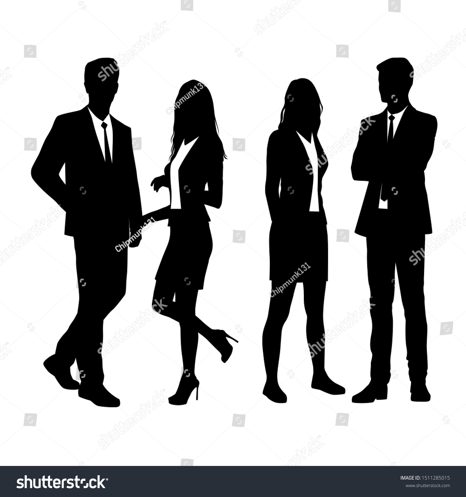 Vector Silhouettes Men Women Group Standing Stock Vector Royalty Free 1511285015 Shutterstock