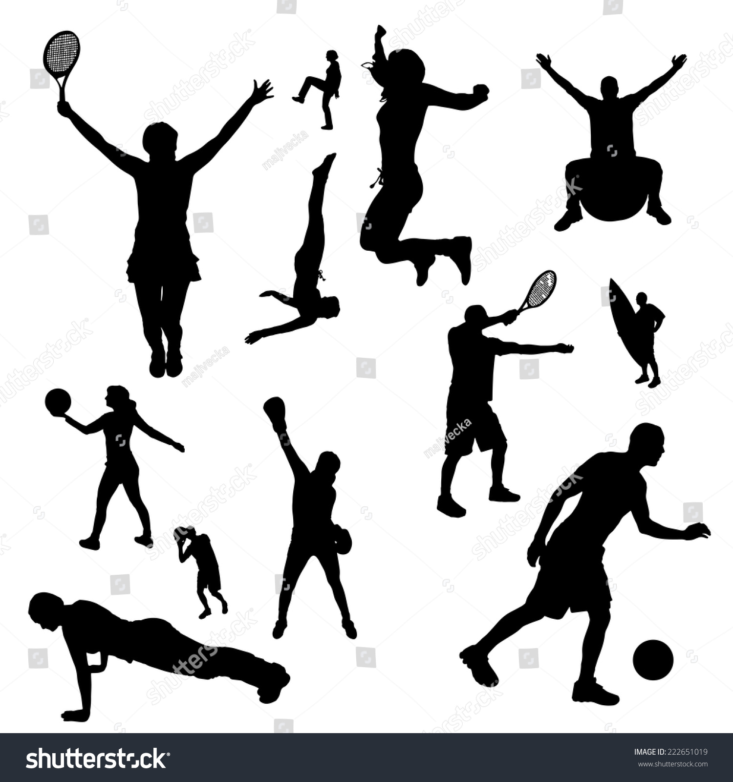 Vector Silhouettes People Doing Sports On Stock Vector (Royalty Free ...