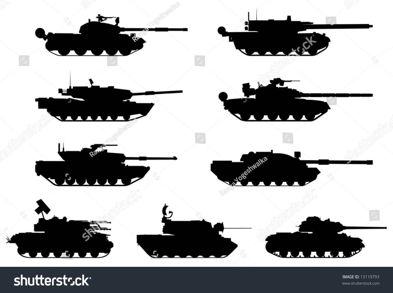 Vector Silhouettes Tanks Stock Vector 13119793 - Shutterstock