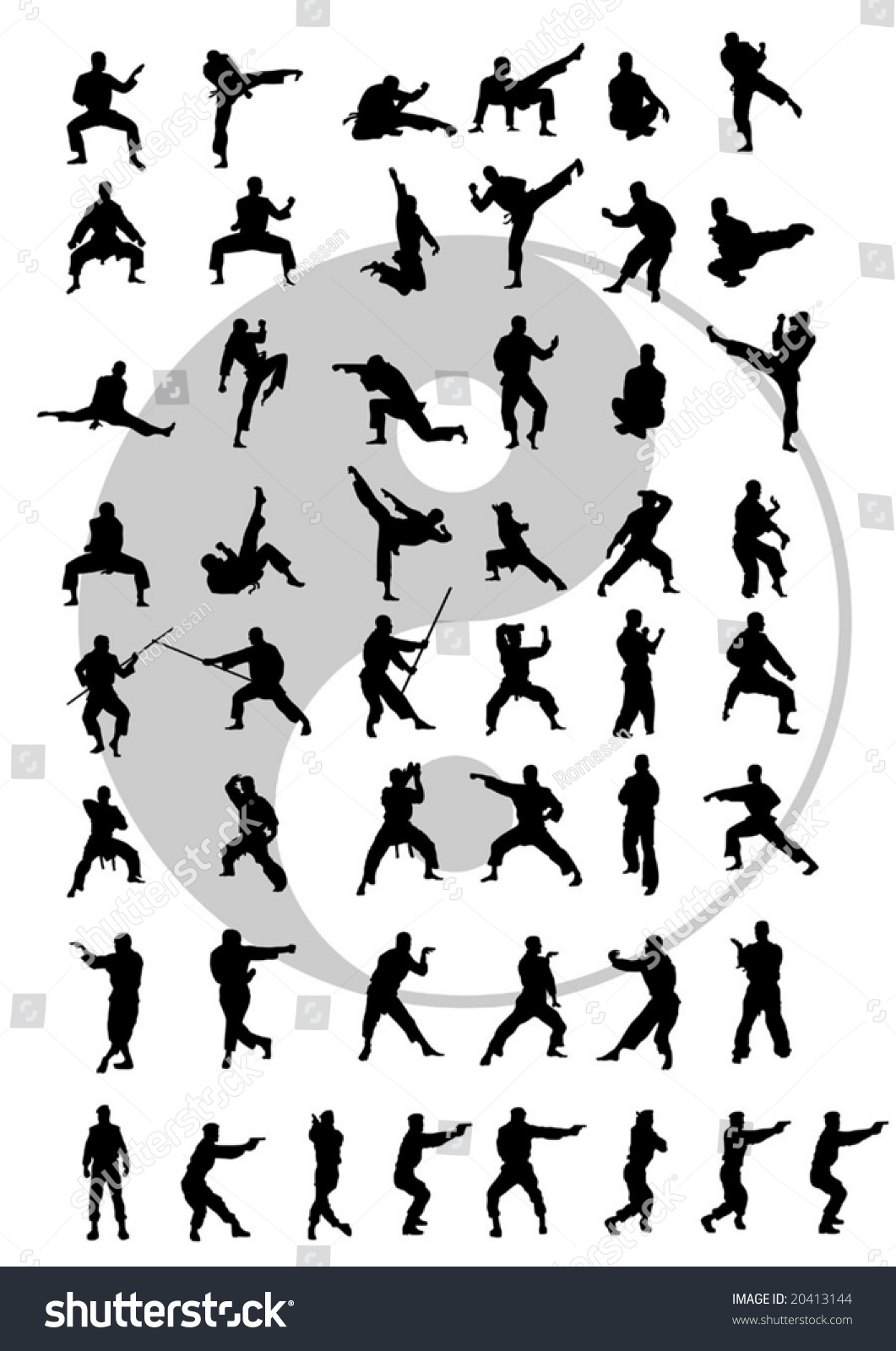 Vector Silhouettes Of The People In Combat Rack - 20413144 : Shutterstock