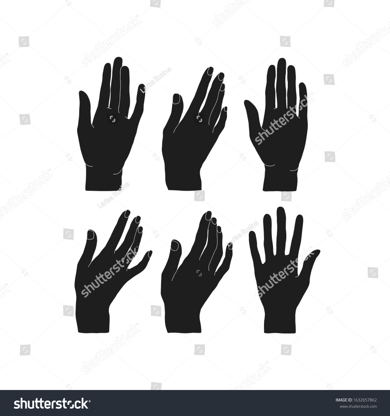 Vector Silhouettes Woman Hand Isolated On Stock Vector (Royalty Free ...