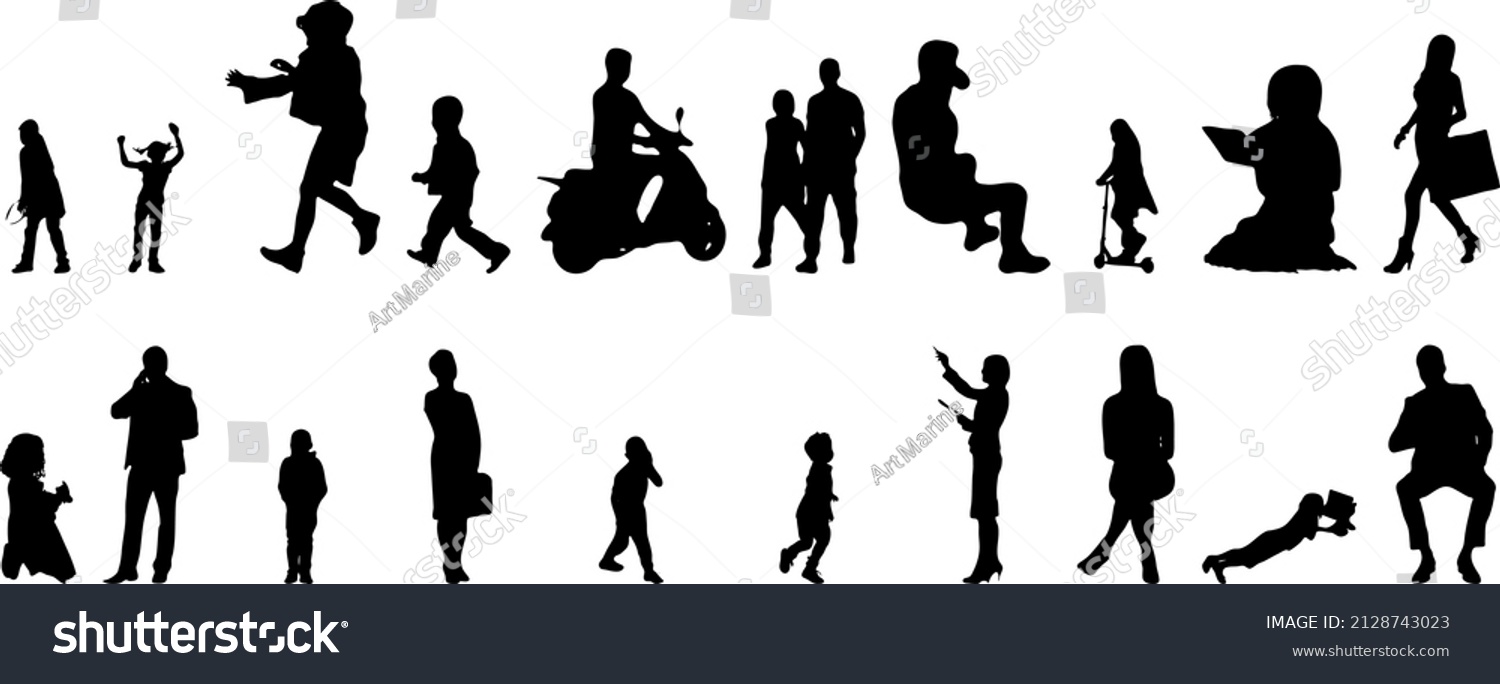 Vector Silhouettes Outline Silhouettes People Contour Stock Vector ...