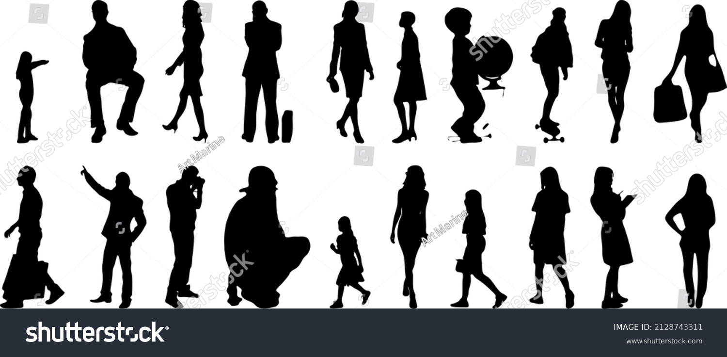 Vector Silhouettes Outline Silhouettes People Contour Stock Vector Royalty Free