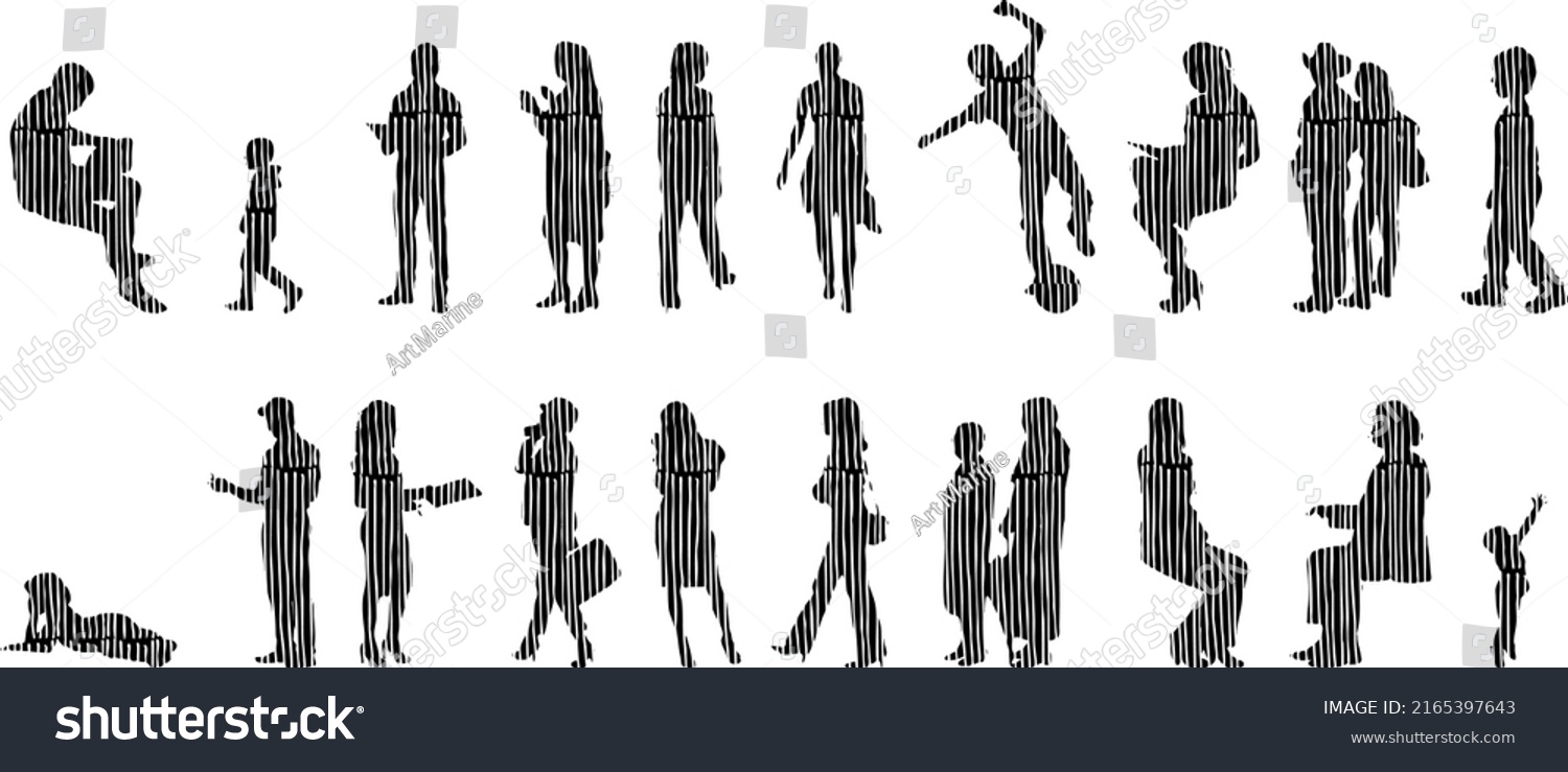 Vector Silhouettes Outline Silhouettes People Contour Stock Vector Royalty Free