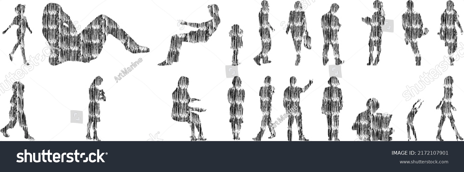 Vector Silhouettes Outline Silhouettes People Contour Stock Vector Royalty Free