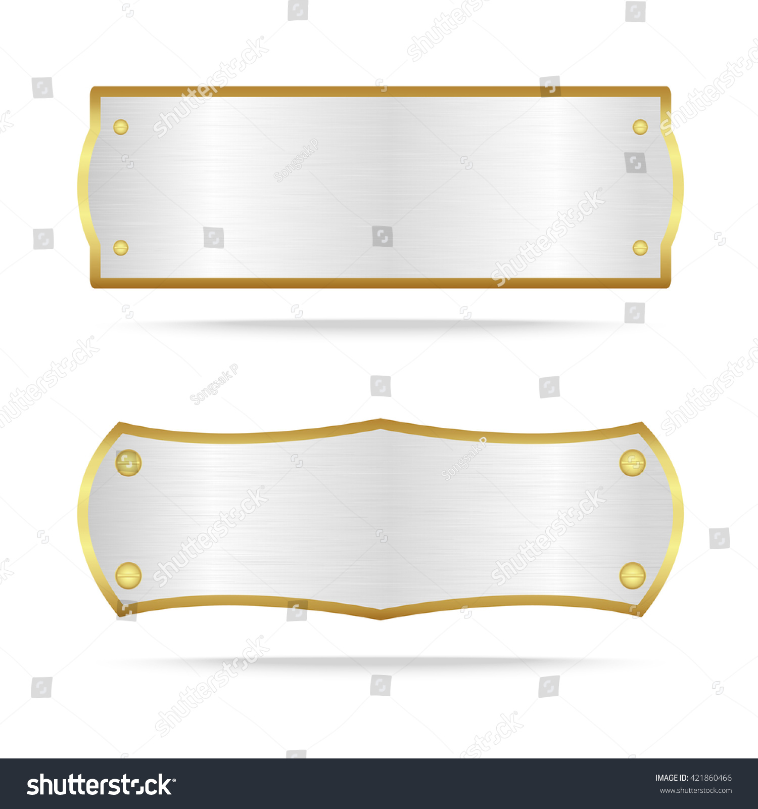 Vector Silver Gold Metal Name Plate Stock Vector (Royalty Free) 421860466