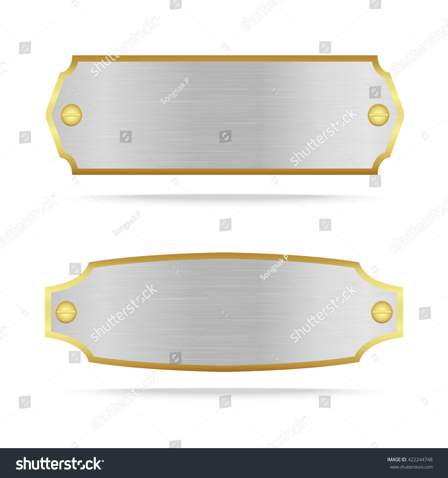 Vector Silver Gold Metal Name Plate Stock Vector (Royalty Free) 422244748