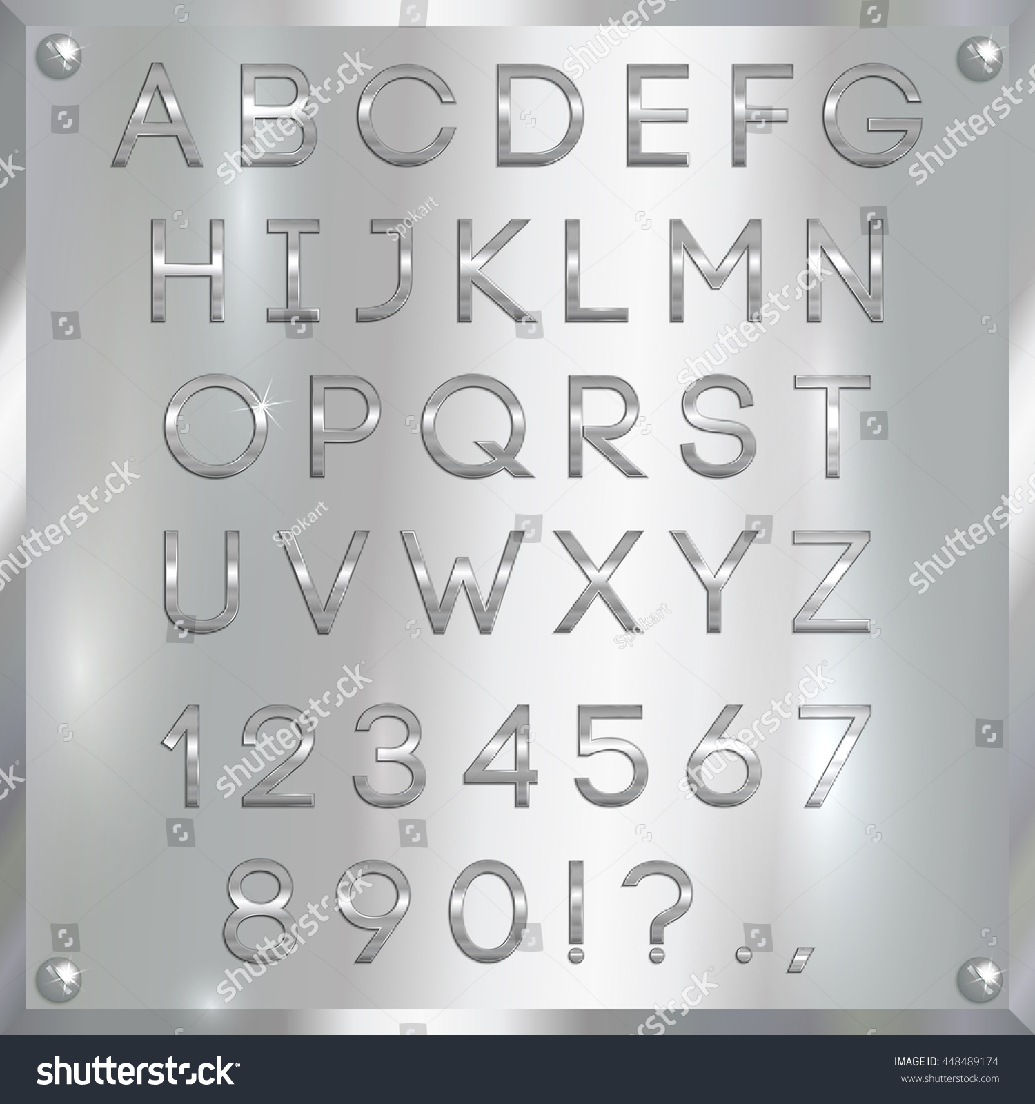 Vector Silver Coated Alphabet Capital Letters Stock Vector (royalty 