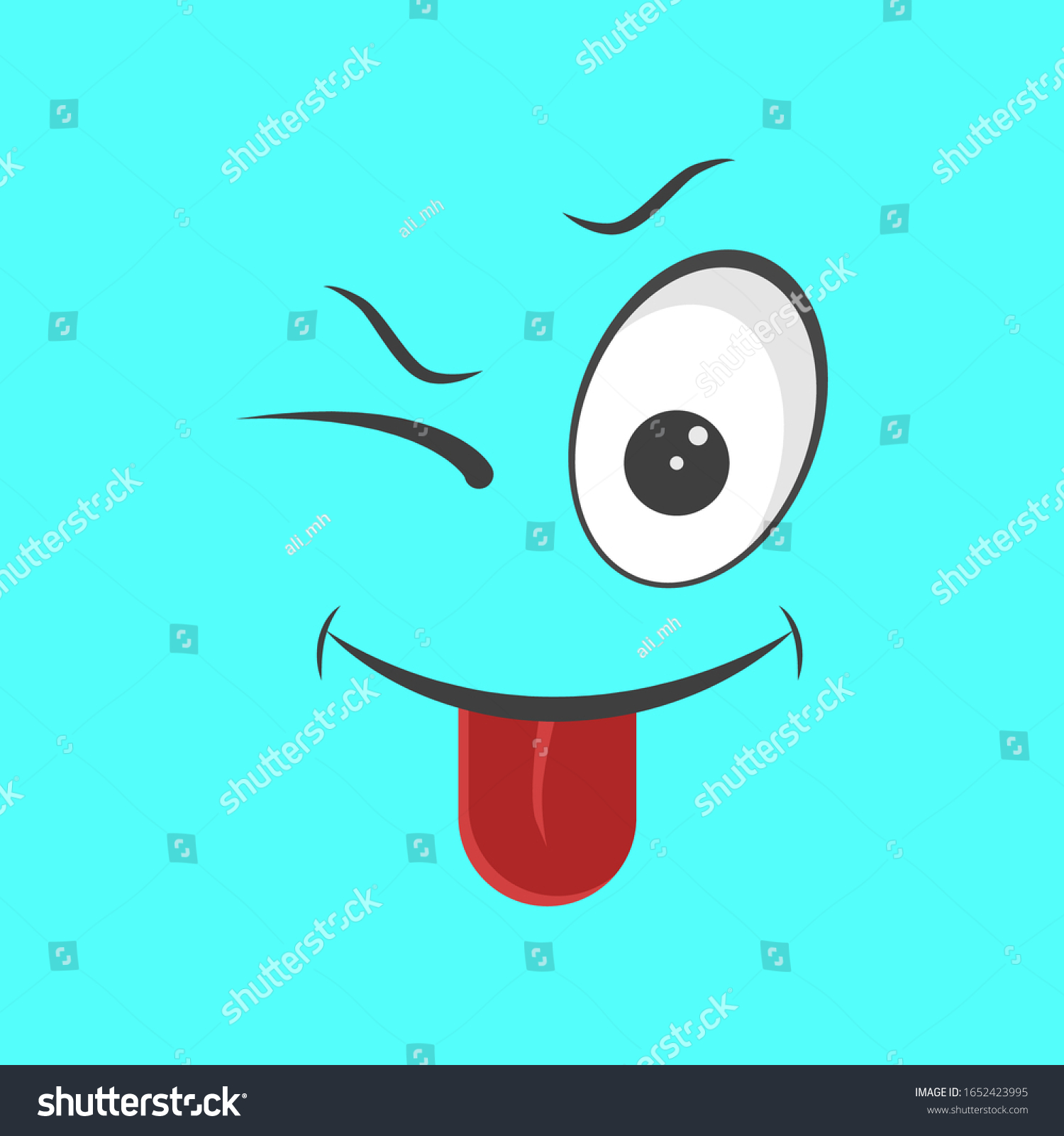 Vector Simple Blinking Eye Expression Sticking Stock Vector (royalty 