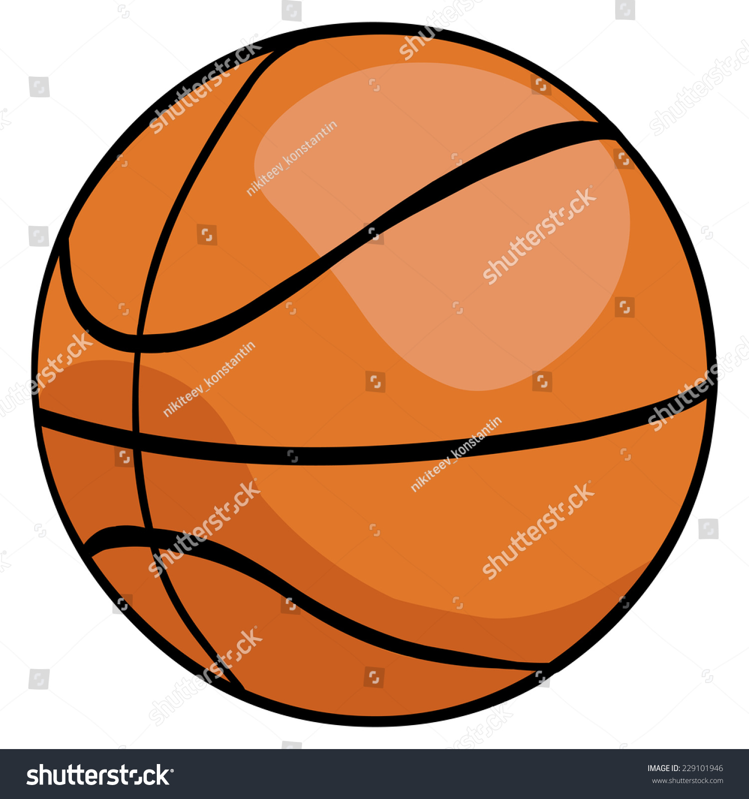 Vector Single Cartoon Basketball Ball Stock Vector 229101946 Shutterstock