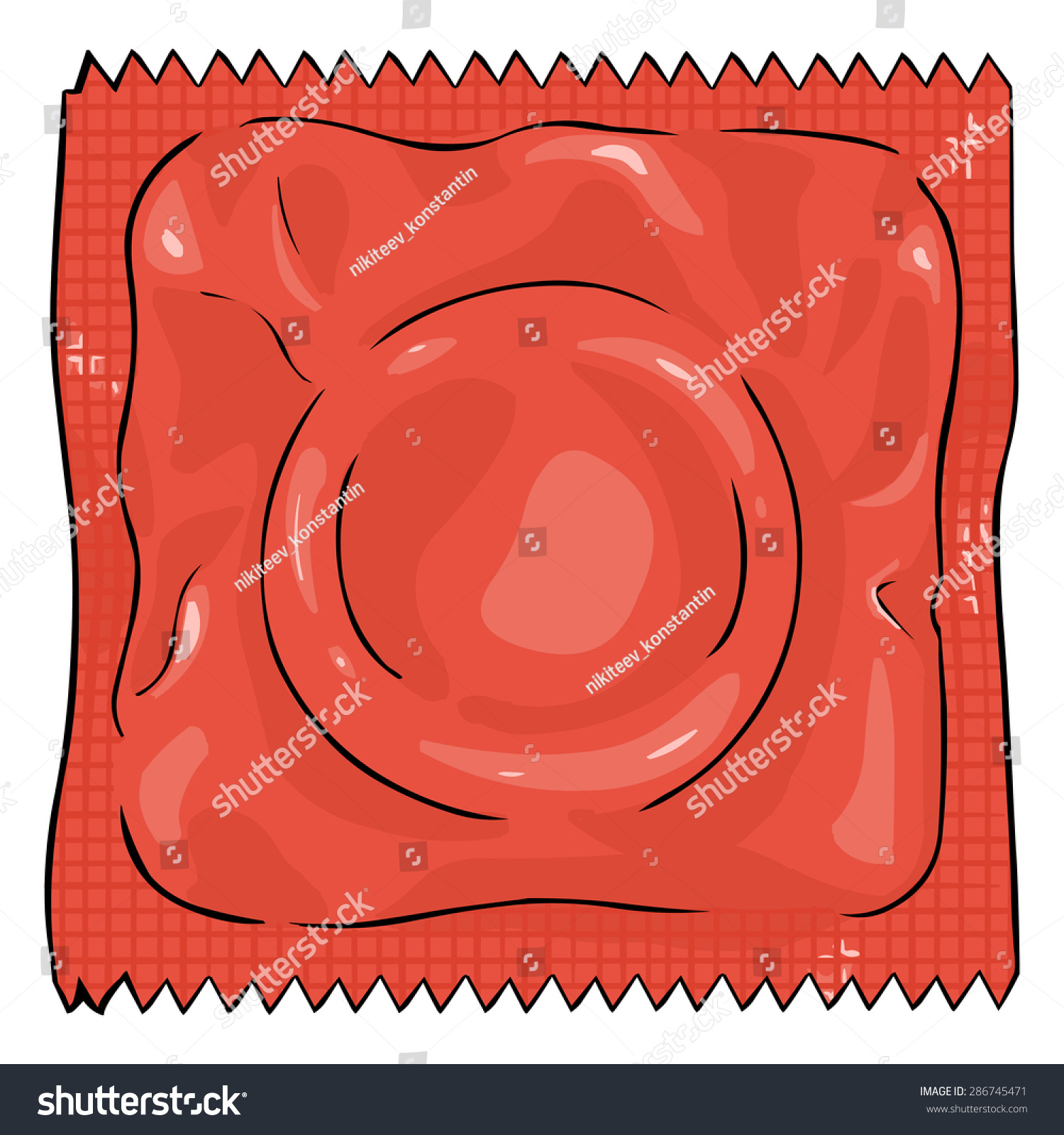 Vector Single Cartoon Condom Red Package Stock Vector (Royalty Free