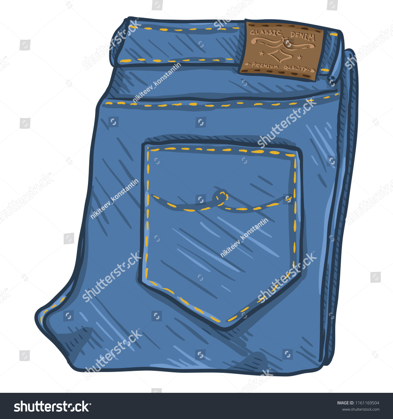 Vector Single Cartoon Illustration Folded Denim Stock Vector Royalty Free