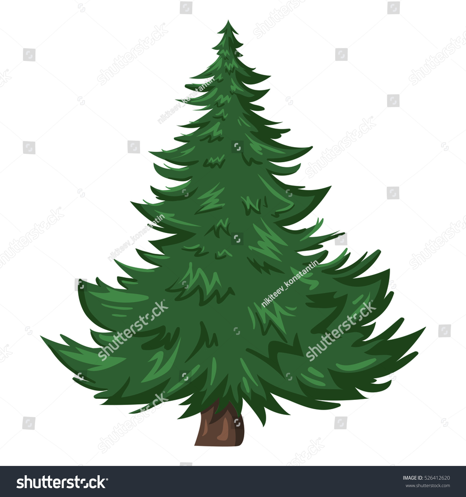 Vector Single Isolated Cartoon Pine Tree Stock Vector (Royalty Free