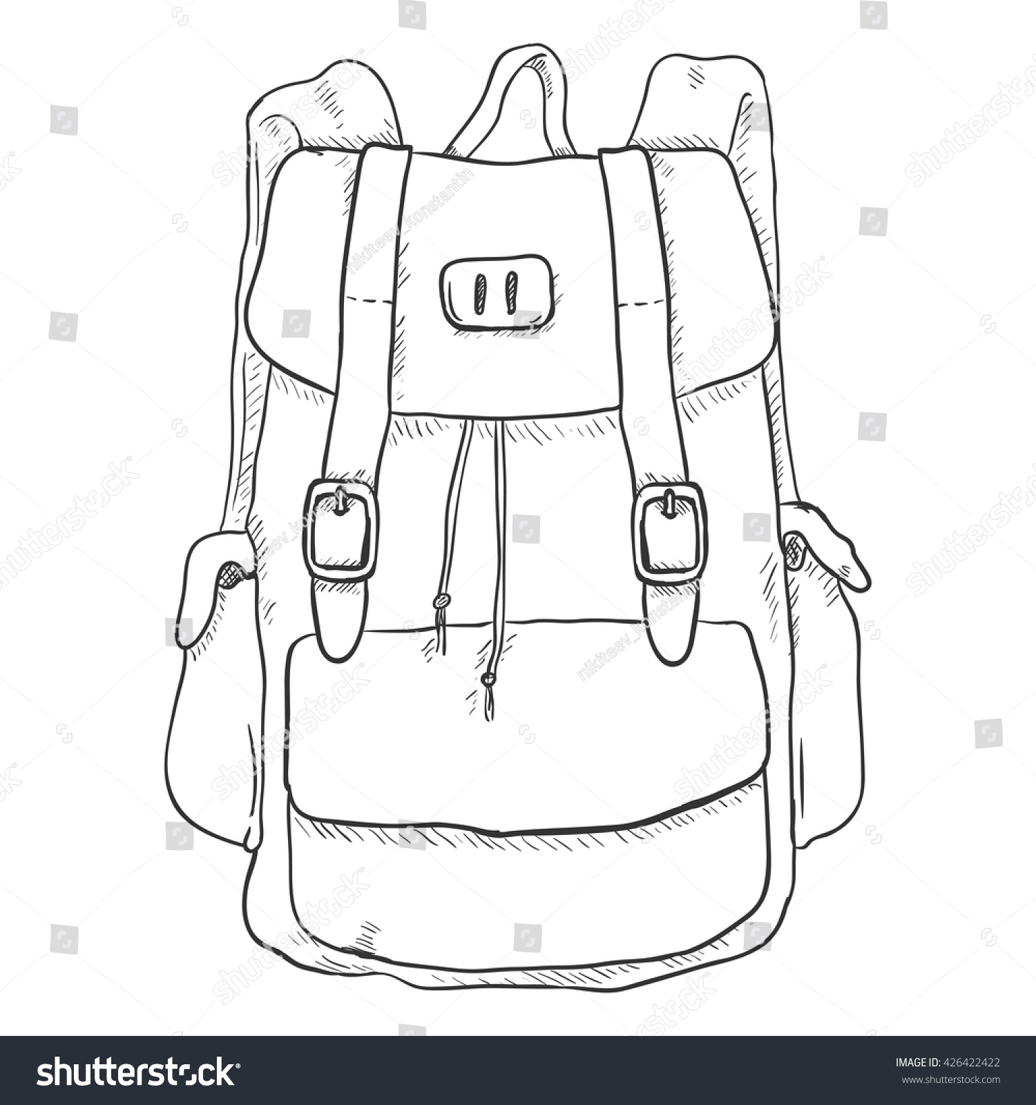 Vector Single Sketch Casual Backpack Isolated Stock Vector Royalty Free 426422422