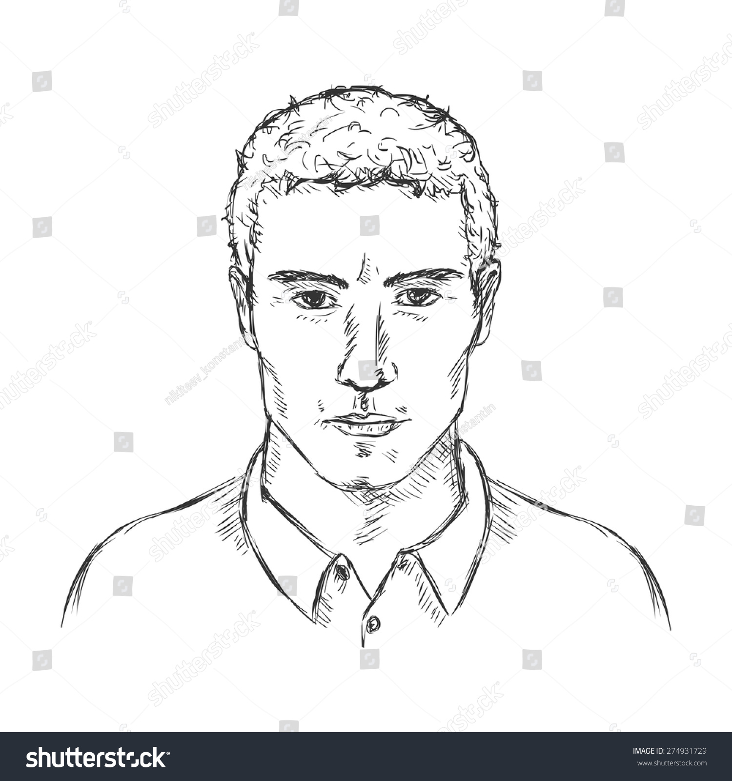 Vector Single Sketch Male Face. Men Hairstyle - 274931729 : Shutterstock