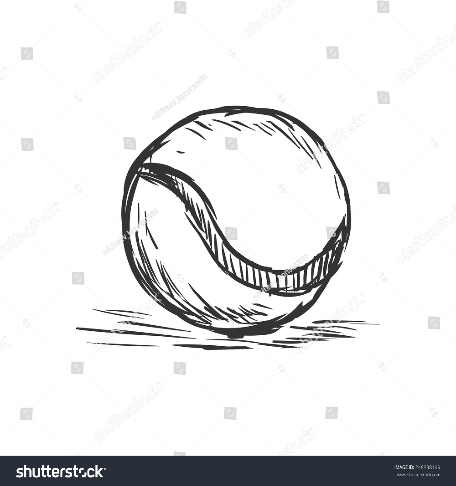 Vector Single Sketch Tennis Ball Stock Vector (Royalty Free) 248838199