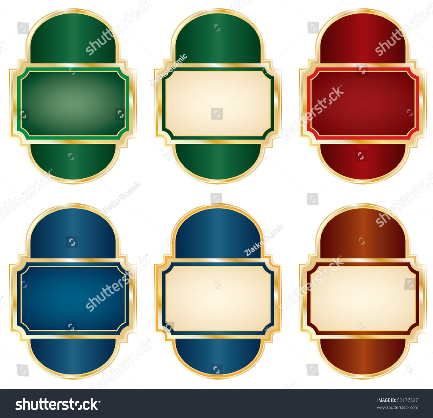 Vector Six Blank Golden Labels Stock Vector Royalty Free 52177327