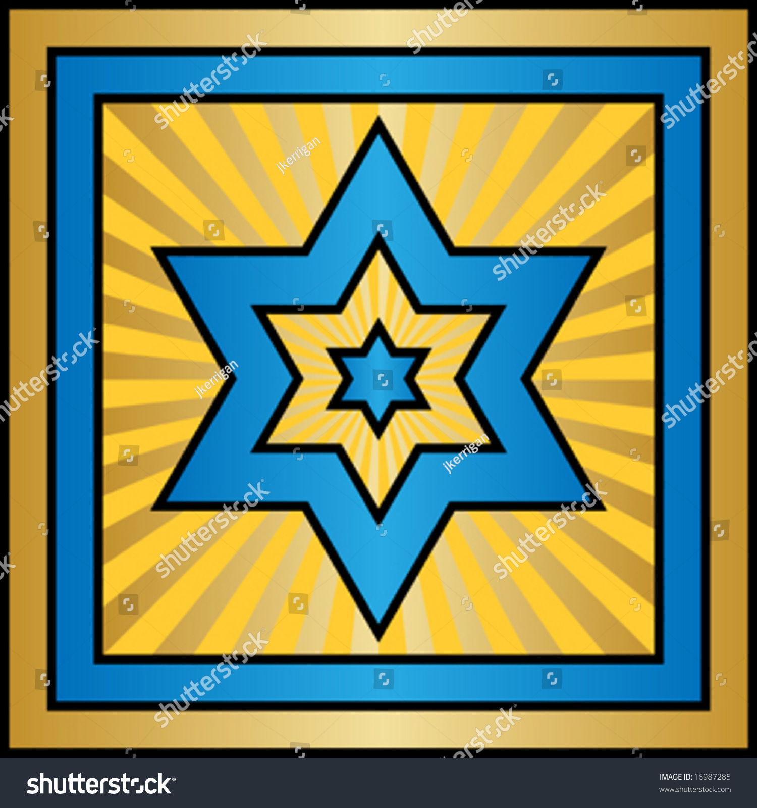 Vector Six Pointed Star In Blue And Gold. - 16987285 : Shutterstock