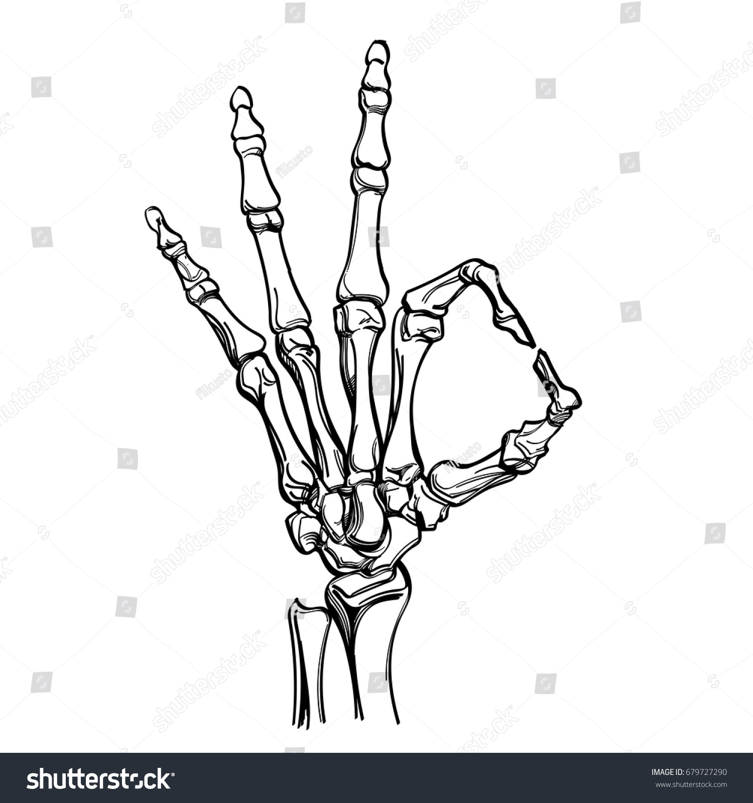 vector skeleton hand showing gesture ok stock vector vector skeleton hand showing gesture ok stock vector