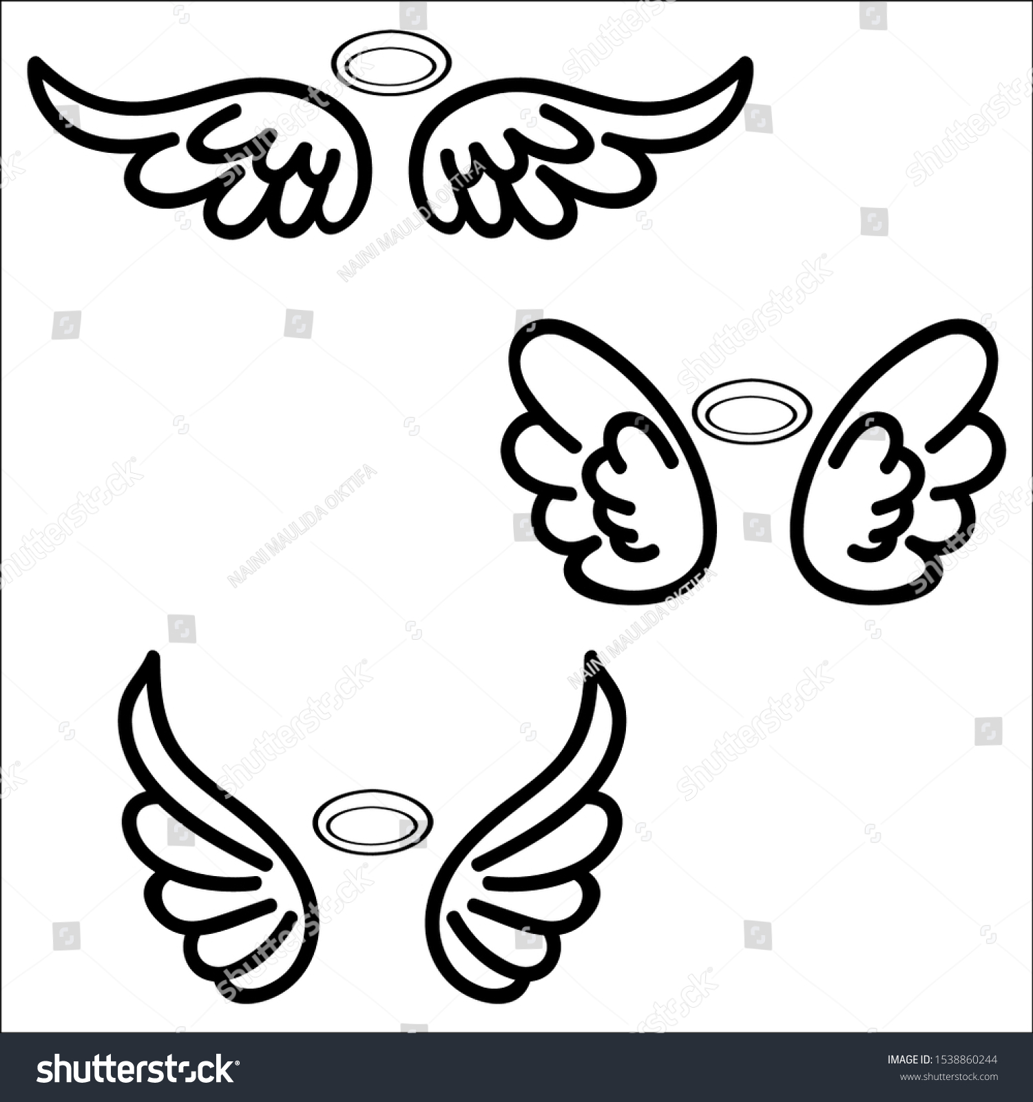 Vector Sketch Angel Wings Cartoon Style Stock Vector Royalty Free