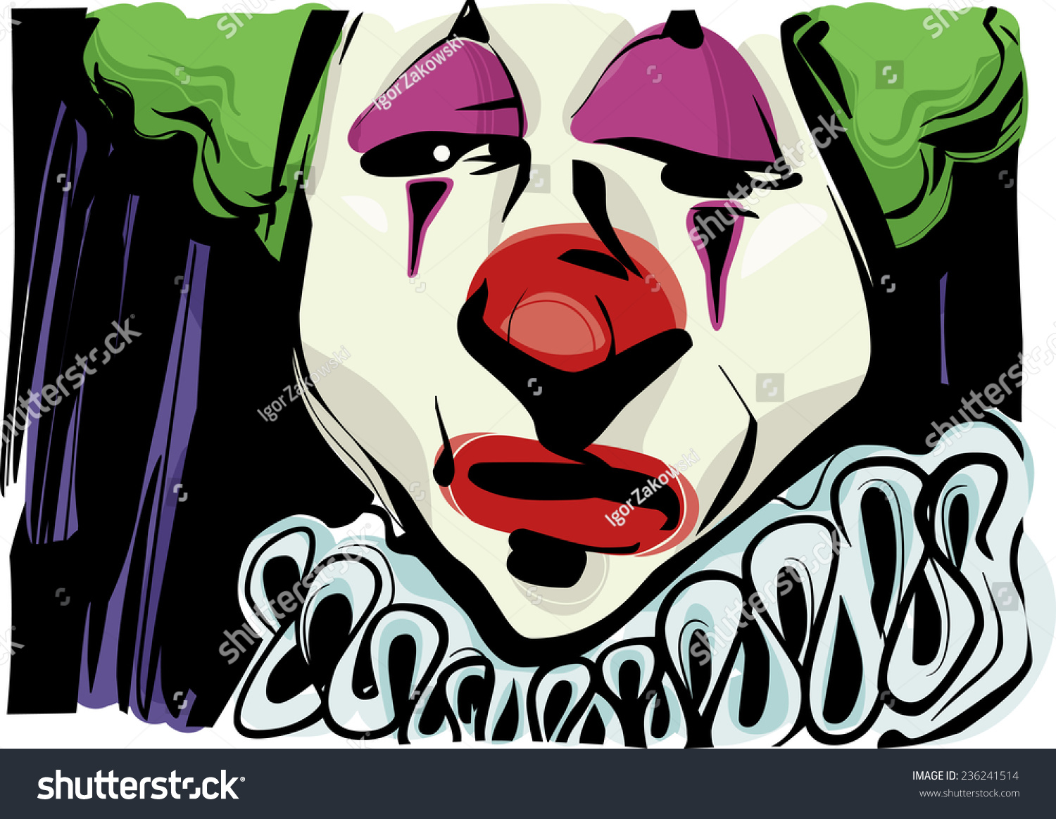 Vector Sketch Drawing Illustration Of Sad Clown Face - 236241514 ...