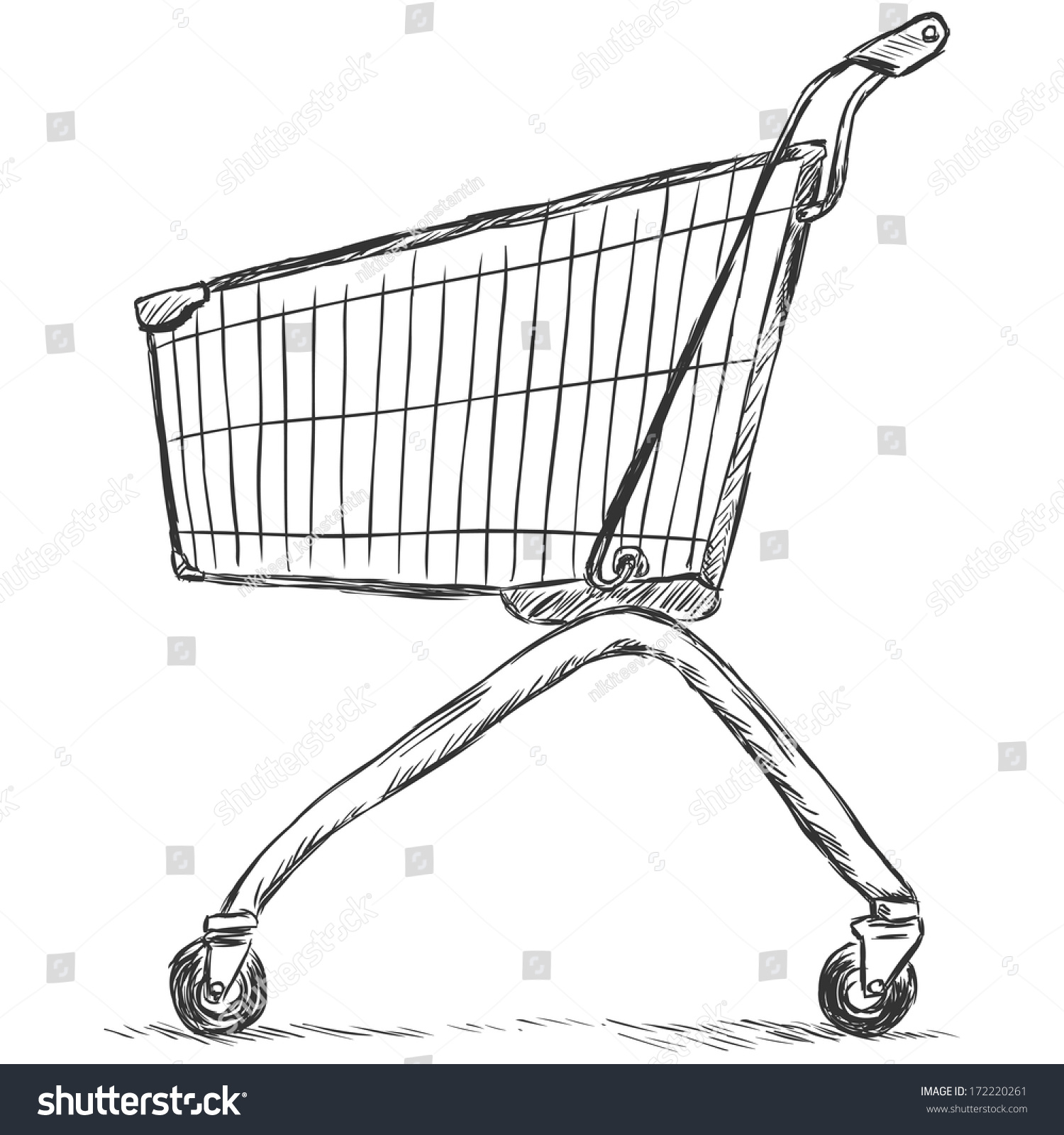 Vector Sketch Illustration Trolley Shopping Stock Vector (Royalty Free